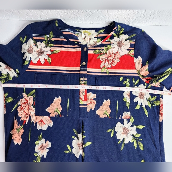 Anthropologie Floral Navy and Red Tunic - Picture 13 of 13